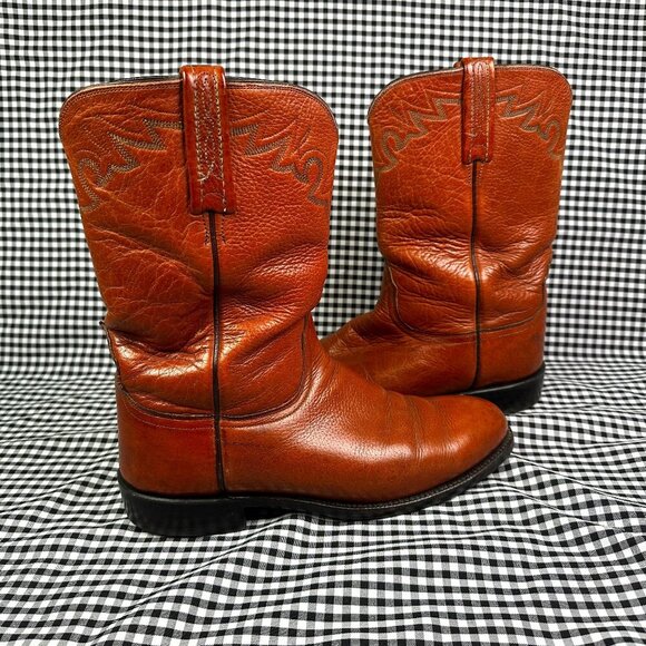 Lucchese 2000 Vintage Reddish Brown Men's Leather Cowboy Western Boots Size 9 B - Picture 1 of 8